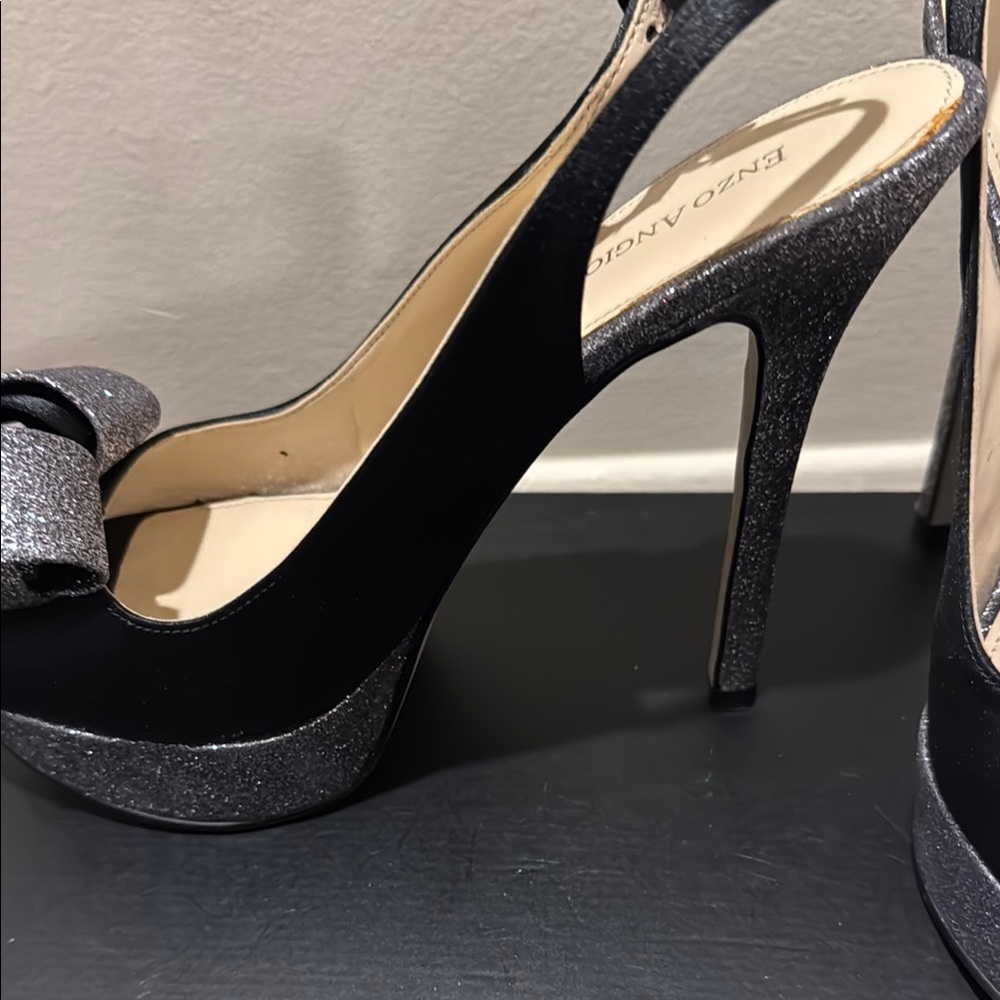 Enzo Angiolini Black and Silver Platform Heels EUC - Picture 4 of 8